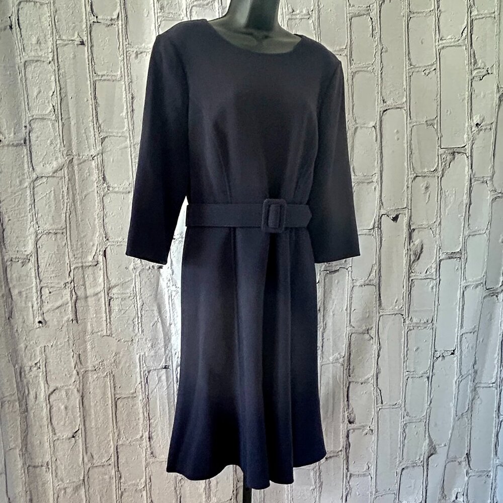 Oscar de la Renta | 3/4 Sleeve Jewel Neck Dress with Belt